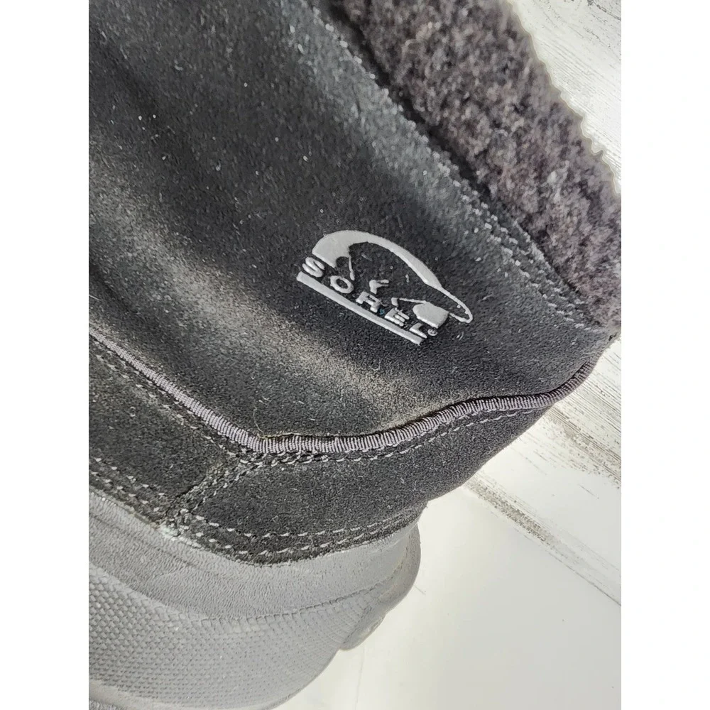 Sorel Crestwynd Winter Boots Women 9.5 Black Zip Front Faux Fur Trim Fair‎